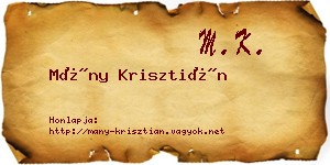 Mány Krisztián névjegykártya